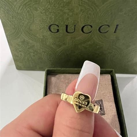 gold gucci heart ring|Gucci tungsten ring.